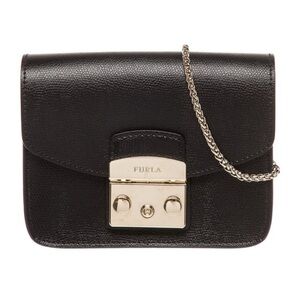 Furla Black Crossbody Bag with Gold Accents